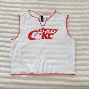 Cherry Coke Sleeveless White Top